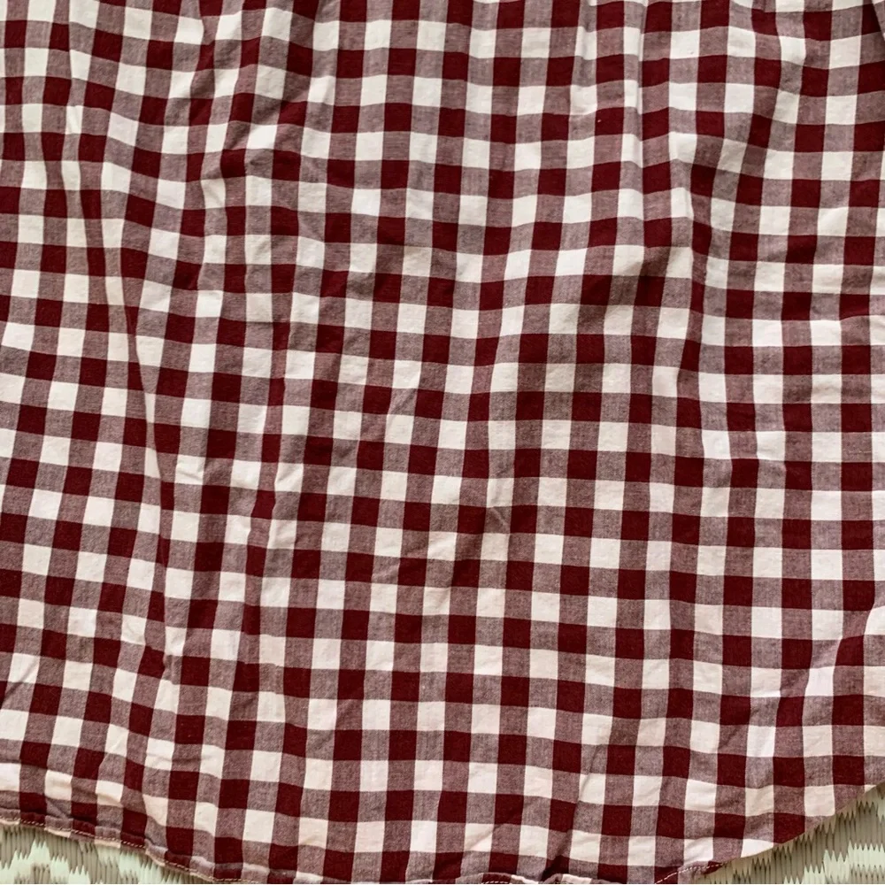 J. Crew Plaid Gingham Checkered Long Sleeve Button Down Men's Red Shirt Large